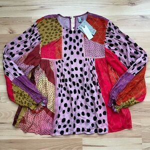 NWT Bl^nk London Anthropologie Miranda Peasant Blouse, Medium